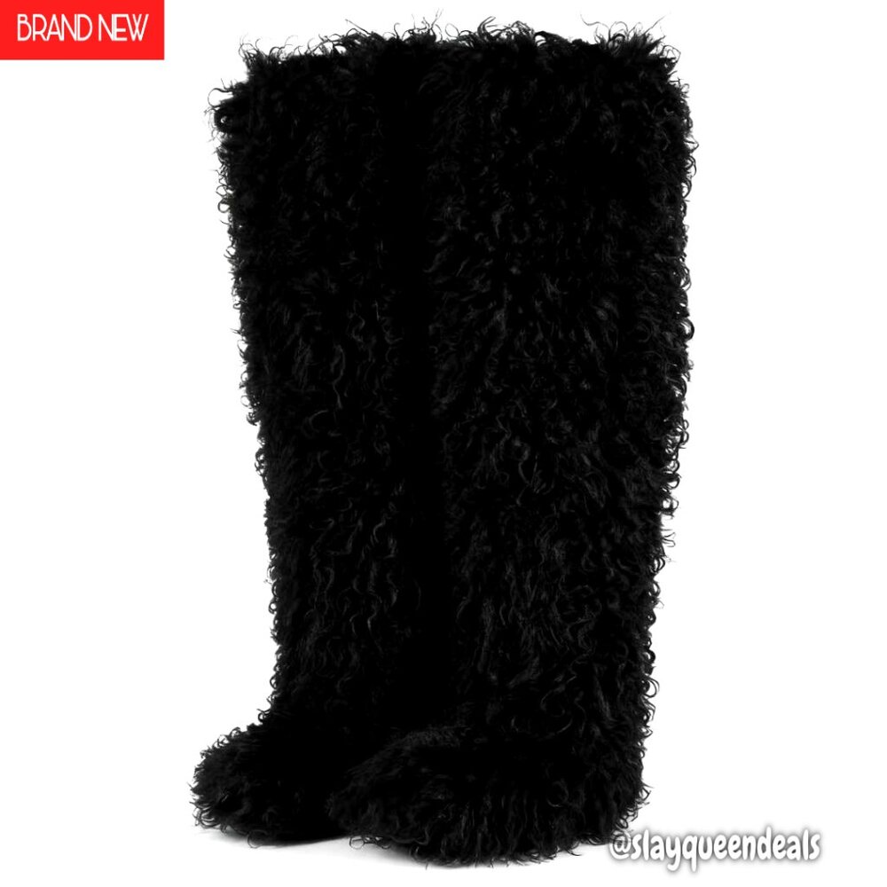 29 Inch Over The Knee Boots Faux Fur Lined Flat Sole Winter Women's Shoes